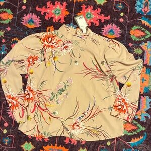 New H&M Floral Beige Women's Top